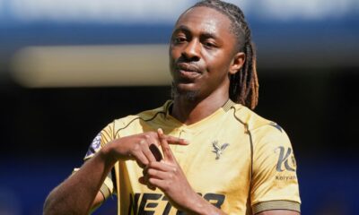 Eberechi Eze reacts after scoring during the Premier League soccer match between Chelsea and Crystal Palace in London, Sunday, Aug. 17, 2025. (AP Photo/Dave Shopland)