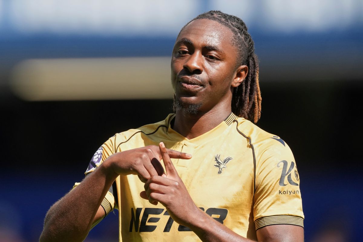 Eberechi Eze reacts after scoring during the Premier League soccer match between Chelsea and Crystal Palace in London, Sunday, Aug. 17, 2025. (AP Photo/Dave Shopland)