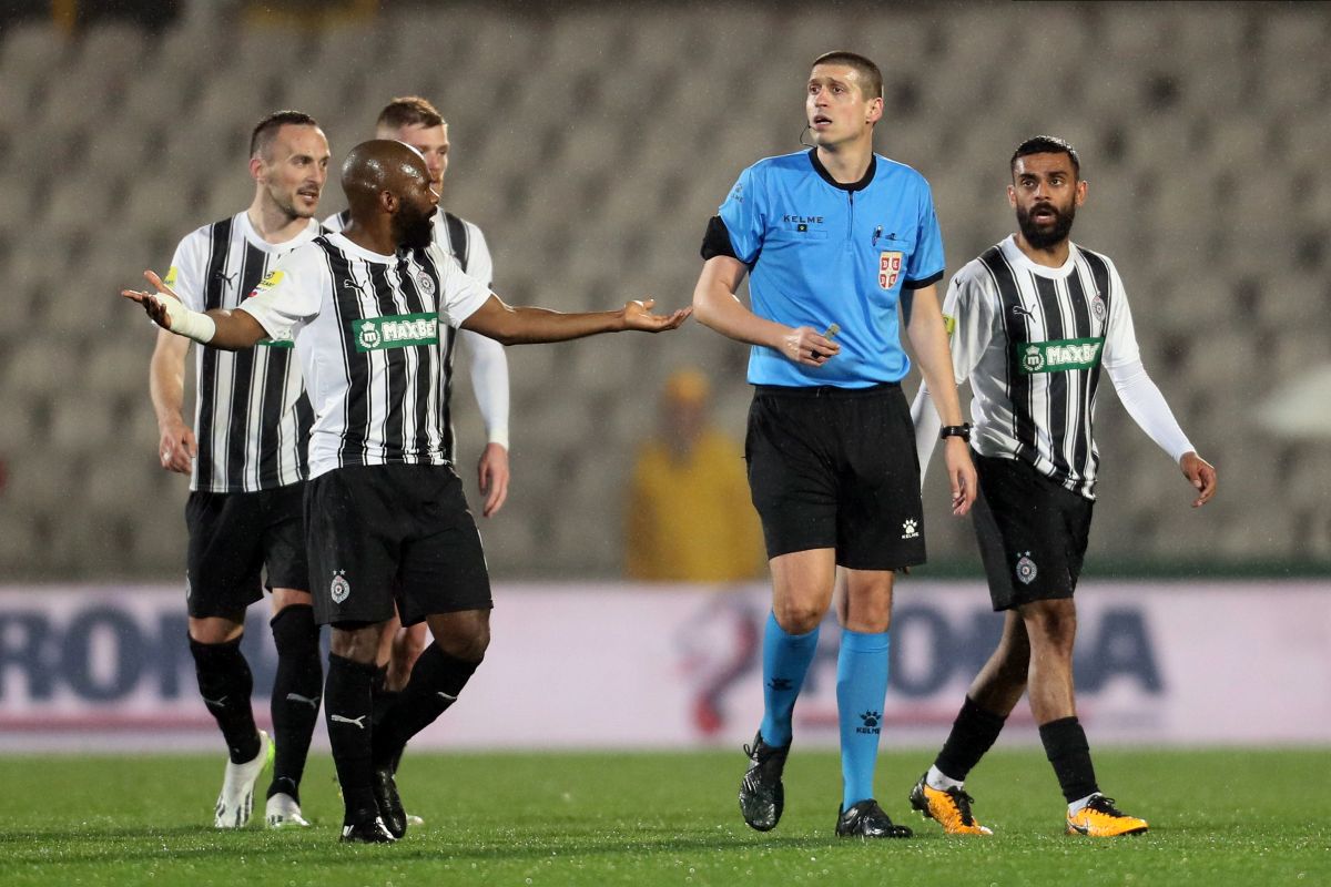 NIKOLA RADAKOVIC sudija iz Novog Sada fudbaleri Partizana na utakmici Superlige Prvenstva Srbije protiv Napretka Krusevac na stadionu Partizana, Beograd 13.03.2024. godine Foto: Marko Metlas Fudbal, Partizan, Superliga Prvenstvo Srbije, Napredak Krusevac