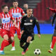ENZO MILLOT Enco Milo fudbaler Stutgarta na utakmici UEFA Lige Sampiona protiv TIMI MAX ELSNIK Timi Maks Elsnik iz Crvene zvezde na stadionu Rajko Mitic, Beograd 27.11.2024. godine Foto: Marko Metlas Fudbal, Crvena zvezda, UEFA Liga Sampiona, Stutgart