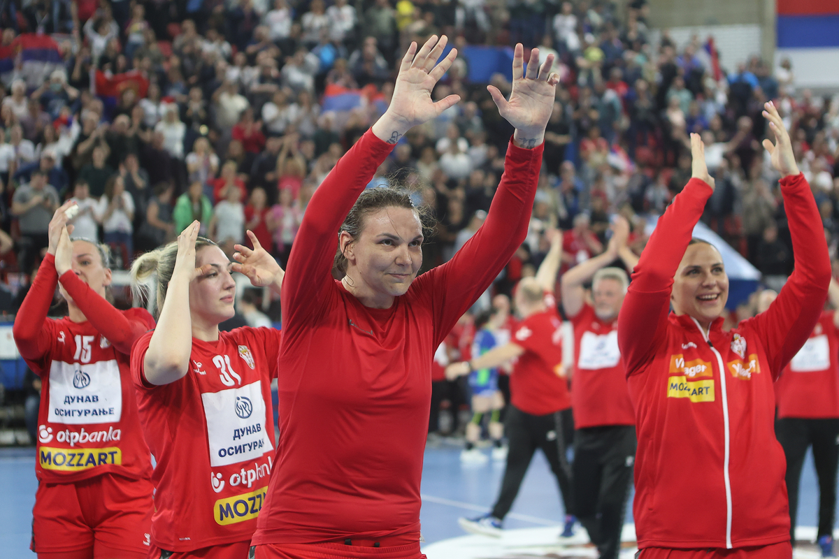 RADOST, DRAGANA CVIJIC rukometasica Srbije na utakmici EHF kvalifikacija za Svetsko Prvenstvo protiv Slovenije u SC Bobana Momcilovic Velickovic, Bor 13.04.2025. godine Foto: Ivica Veselinov / MN PRESS RUKOMET, HANDBALL, SRBIJA, SLOVENIJA, SLOVENIA, EHF