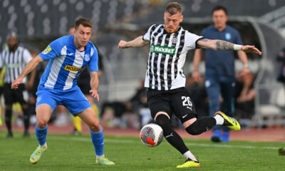 ALEKSANDAR FILIPOVIC fudbaler Partizana na utakmici Superlige Prvenstva Srbije protiv STEFAN DESPOTOVSKI iz OFK Beograda na stadionu Partizana, Beograd 23.04.2025. godine Foto: Marko Metlas Fudbal, Partizan, Superliga Prvenstvo Srbije, OFK Beograd