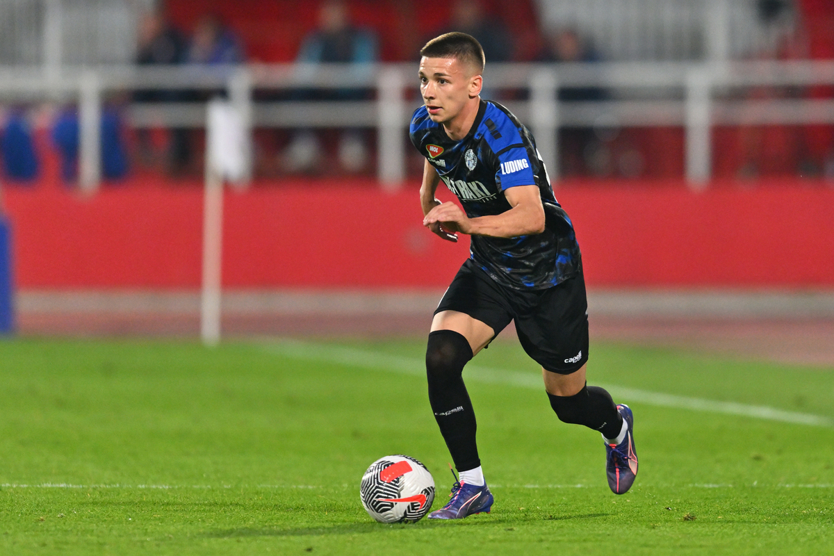 VIKTOR RADOJEVIC fudbaler TSC Backa Topola na utakmici polufinala Kupa Srbije protiv Vojvodine Novi Sad na stadionu Karadjordje, Novi Sad 07.05.2025. godine Foto: Marko Metlas Fudbal, TSC Backa Topola, Kup Srbije, Vojvodina Novi Sad