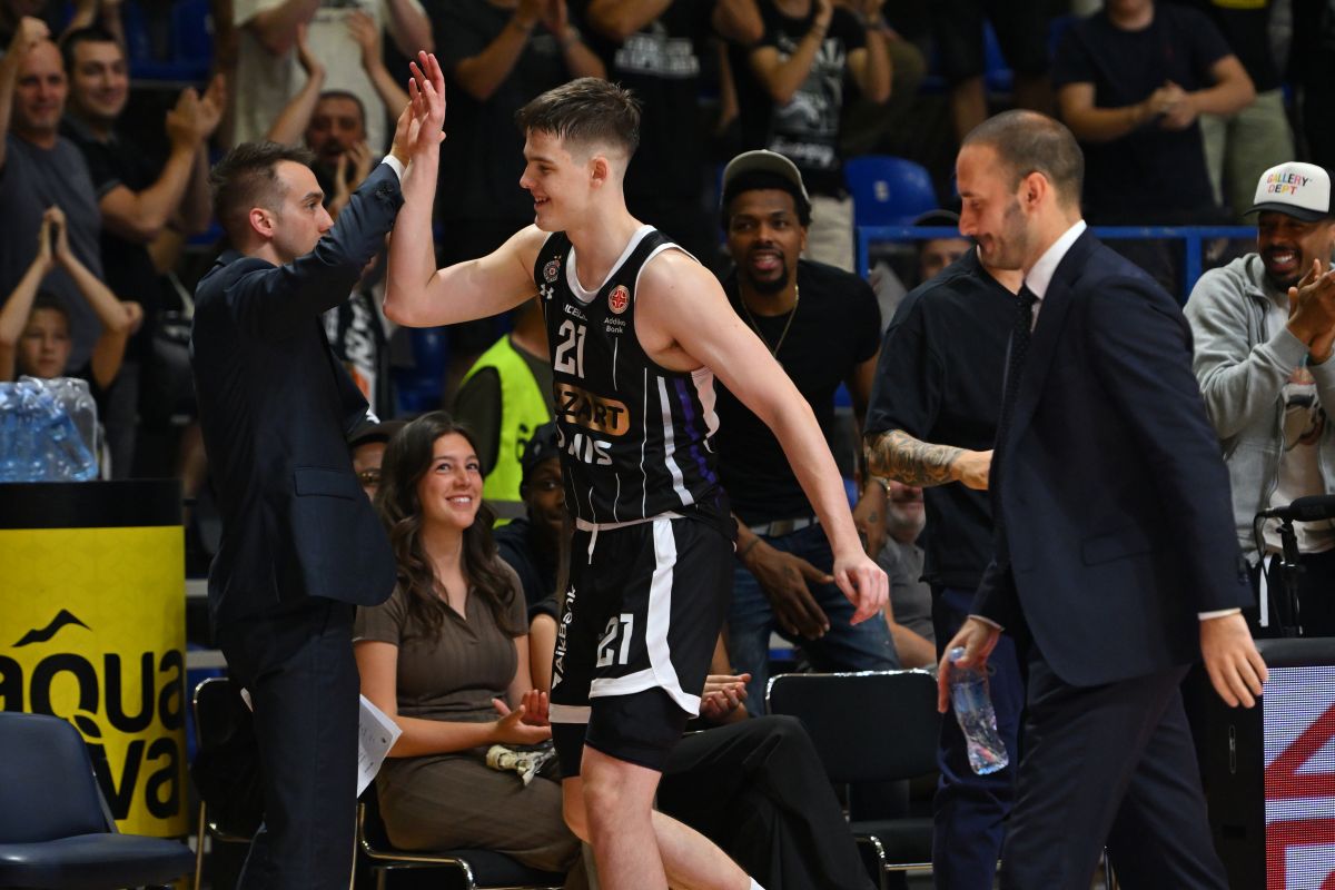 DJORDJE SEKULARAC kosarkas Partizana na utakmici Prvenstva Srbije protiv FMP Zeleznika u hali Aleksandar Nikolic Pionir, Beograd 15.06.2025. godine Foto: Marko Metlas Kosarka, Partizan, Prvenstvo Srbije, FMP Zeleznik, Kosarkaska liga Srbije, KLS