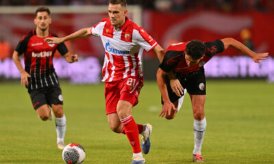 TIMI MAX ELSNIK Timi Maks Elsnik fudbaler Crvene zvezde na utakmici kvalifikacija za UEFA Ligu Sampiona protiv Linkoln Red Imps Gibraltar na stadionu Rajka Mitica, Beograd 29.07.2025. godine Foto: Marko Metlas Fudbal, Crvena zvezda, UEFA Liga Sampiona , Linkoln Red Imps Gibraltar, Kvalifikacije