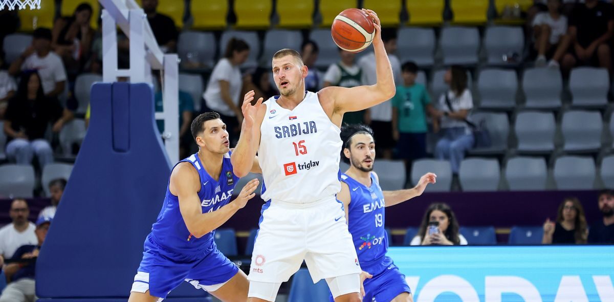 NIKOLA JOKIC kosarkas reprezentacije Srbije na prijateljskoj utakmici protiv Grcke u Spiris Kipriani Areni, Limasol 09.08.2025. godine Foto: EK / MN PRESS KOSARKA, BASKETBALL, KSS, SRBIJA, SERBIA, GRCKA, GREECE, MEDJUNARODNA PRIJATELJSKA, INTERNATIONAL FRIENDLY, ECOMMBX CUP