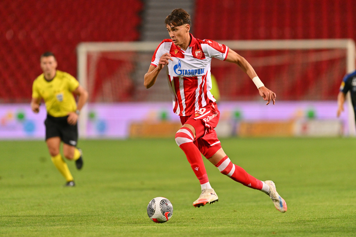 ALEKSA DAMJANOVIC fudbaler Crvene zvezde na utakmici Superlige Prvenstva Srbije protiv TSC Backa Topola na stadionu Rajka Mitica, Beograd, 09.08.2025. godine Foto: Marko Metlas Fudbal, Crvena zvezda, Superliga Prvenstvo Srbije, TSC Backa Topola