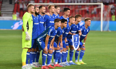 EKIPA fudbalera Leha Poznanj na utakmici kvalifikacija za UEFA Ligu Sampiona protiv Crvene zvezde na stadionu Rajko Mitic, Beograd 12.08.2025. godine Foto: Marko Metlas Fudbal, Crvena zvezda, UEFA Liga Sampiona , Leh Poznanj, Kvalifikacije