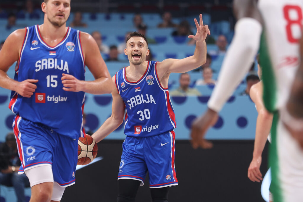 kosarkas reprezentacije Srbije na utakmici Evropskog Prvenstva protiv Portugala u hali Saomi Arena, Riga 27.08.2025. godine Foto: Ivica Veselinov / MN PRESS KOSARKA, BASKETBALL, SRBIJA, SERBIA, PORTUGAL, EUROBASKET 2025, XIAOMI ARENA