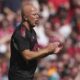 Liverpool's manager Arne Slot reacts during the FA Community Shield final soccer match between Liverpool and Crystal Palace at Wembley Stadium in London,Sunday, Aug. 10, 2025. (AP Photo/Dave Shopland)