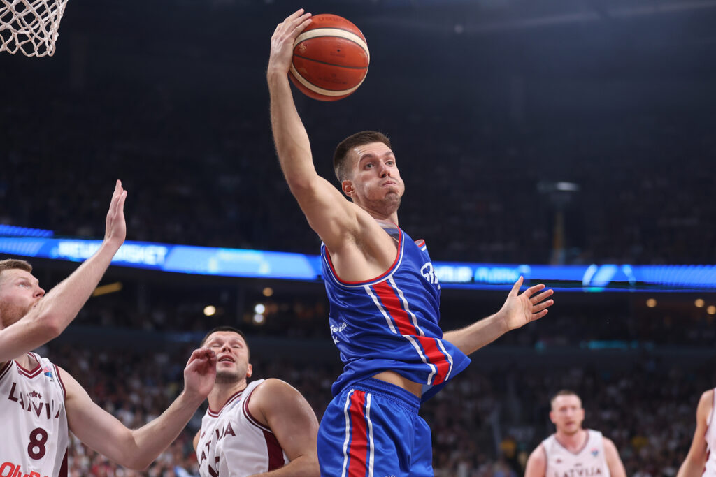 kosarkas reprezentacije Srbije na utakmici Evropskog Prvenstva protiv Letonije u hali Saomi Arena, Riga 30.08.2025. godine Foto: Ivica Veselinov / MN PRESS KOSARKA, BASKETBALL, SRBIJA, SERBIA, LATVIA, LETONIJA, EUROBASKET 2025, XIAOMI ARENA