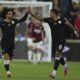 Chelsea's Marc Cucurella, left, and Enzo Fernandez celebrate after a goal during the Premier League soccer match between Chelsea and West Ham in London, Friday, Aug. 22, 2025. (AP Photo/Dave Shopland)