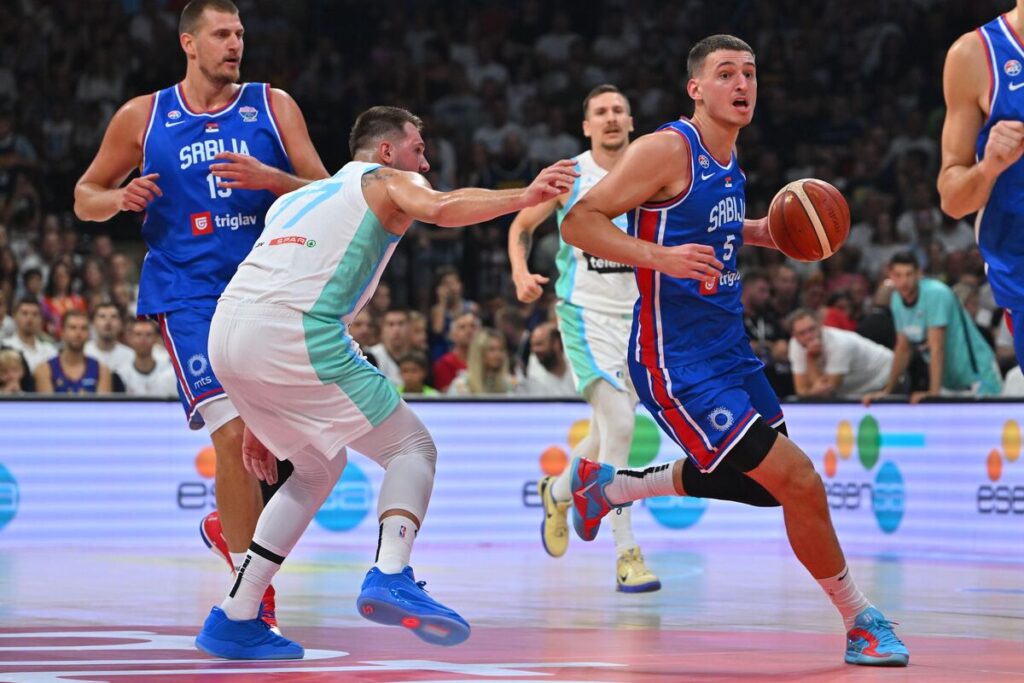 kosarkas reprezentacije Srbije na prijateljskoj utakmici protiv Slovenije u hali Beogradska arena, Beograd 21.08.2025. godine Foto: Marko Metlas Kosarka, Srbija, Slovenija, Prijateljska utakmica