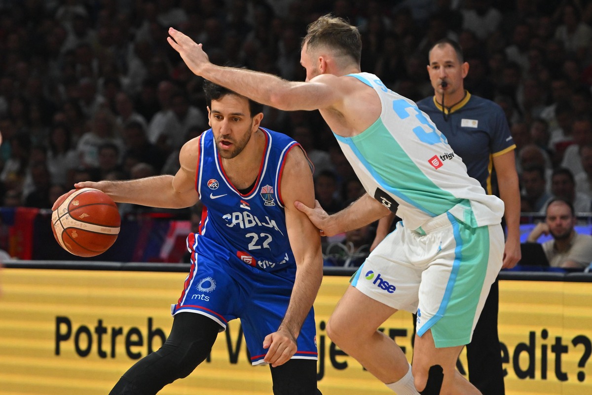 kosarkas reprezentacije Srbije na prijateljskoj utakmici protiv Slovenije u hali Beogradska arena, Beograd 21.08.2025. godine Foto: Marko Metlas Kosarka, Srbija, Slovenija, Prijateljska utakmica