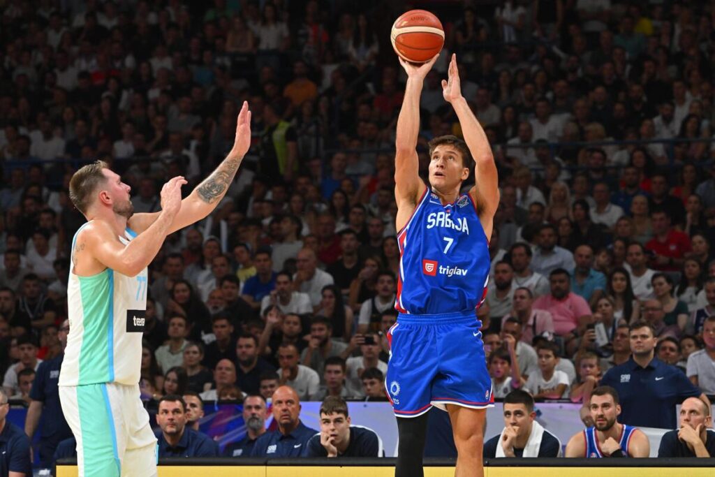 kosarkas reprezentacije Srbije na prijateljskoj utakmici protiv Slovenije u hali Beogradska arena, Beograd 21.08.2025. godine Foto: Marko Metlas Kosarka, Srbija, Slovenija, Prijateljska utakmica