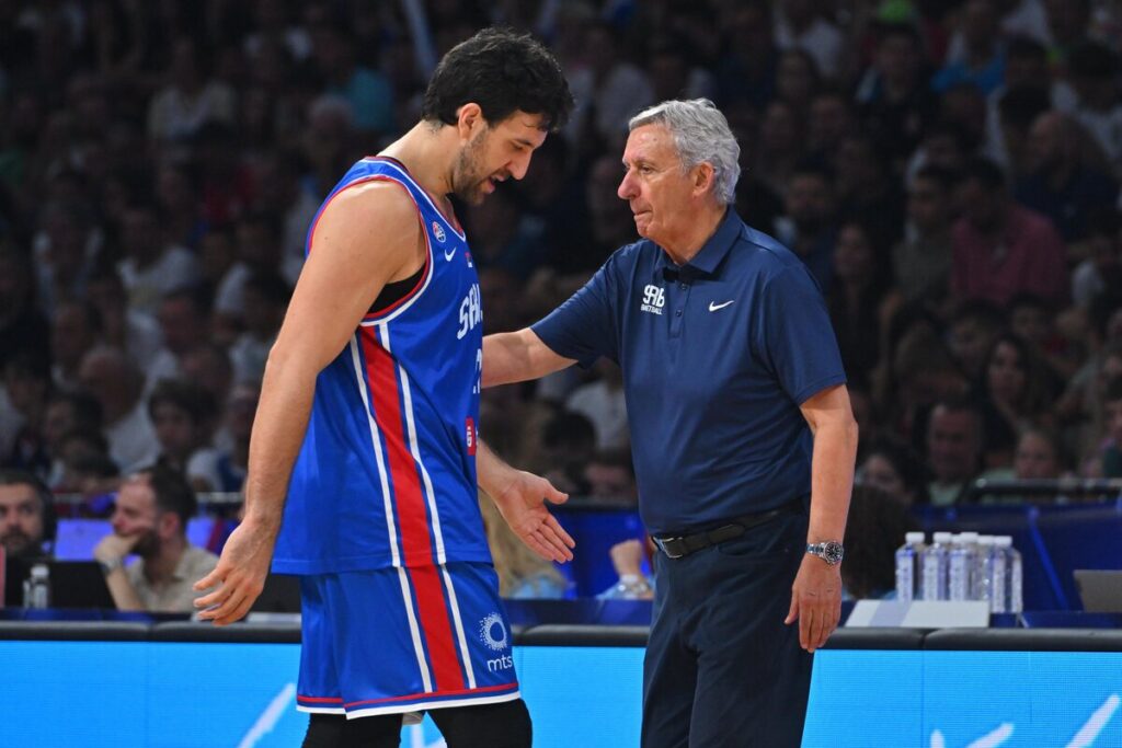 kosarkas reprezentacije Srbije na prijateljskoj utakmici protiv Slovenije u hali Beogradska arena, Beograd 21.08.2025. godine Foto: Marko Metlas Kosarka, Srbija, Slovenija, Prijateljska utakmica