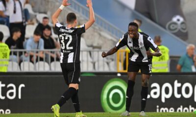 fudbaler Partizana na utakmici Superlige Prvenstva Srbije protiv IMT na stadionu Partizana, Beograd 18.08.2025. godine Foto: Marko Metlas Fudbal, Partizan, Superliga Prvenstvo Srbije, IMT