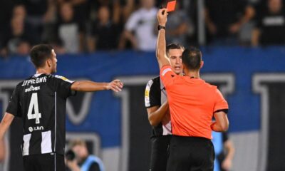 fudbaler Partizana na utakmici kvalifikacija za UEFA Ligu Konferencija protiv Hibernijana na stadionu Partizana, Beograd 07.08.2025. godine Foto: Marko Metlas Fudbal, Partizan, Kvalifikacije, UEFA Liga Konferencija, Hibernijan