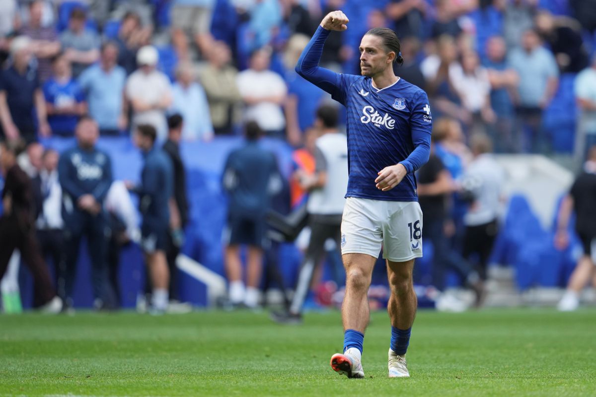 Everton's Jack Grealish walks off the pitch after the Premier League soccer match between Everton and Brightonnd in Liverpool, England, Sunday, Aug. 24, 2025. (AP Photo/Jon Super)